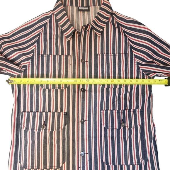 Pleasures Striped Denim Utility Jacket Size L - Picture 10 of 12